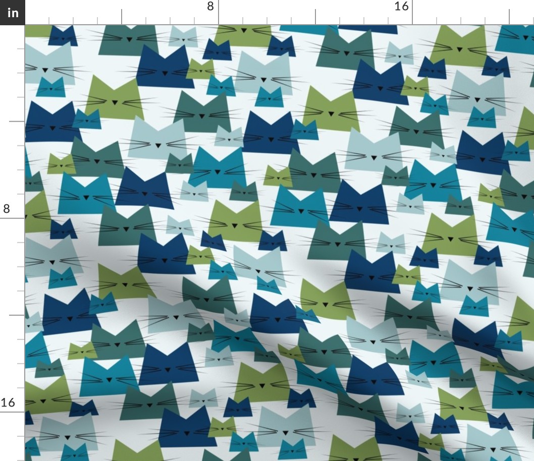 cats - nala cat ocean - geometric cats - cats fabric
