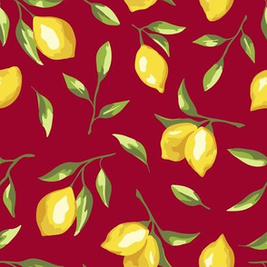 lemons - red background