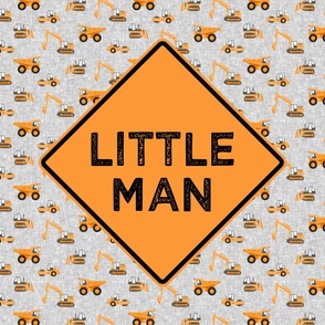 2 yard Minky yard panel - Construction Themed - Little Man - Dump truck (orange)  - C20BS