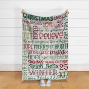 Christmas Subway Art Brights on wood Minky Blanket 54 x 72 inches