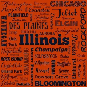 Illinois cities, orange and navy