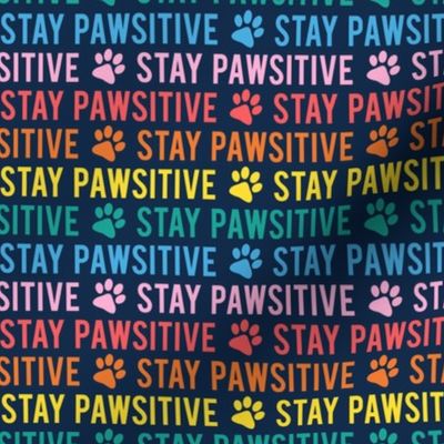 Stay pawsitive - rainbow on blue - LAD20