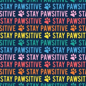 Stay pawsitive - rainbow on blue - LAD20