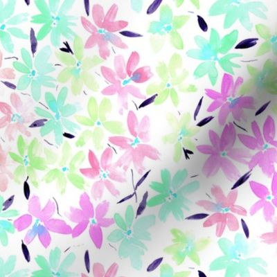 Tender meadow - watercolor pastel florals - painted soft wildflowers for home decor bedding nursery - flower pattern p322