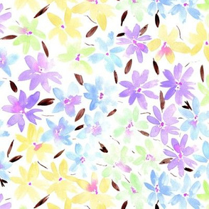 Tender meadow - watercolor pastel florals - painted soft wildflowers for home decor bedding nursery - flower pattern