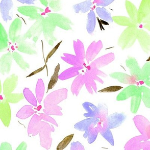 Tender meadow - watercolor pastel florals - painted soft wildflowers for home decor bedding nursery - flower pattern