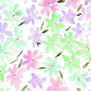 Tender meadow - watercolor pastel florals - painted soft wildflowers for home decor bedding nursery - flower pattern p322-8