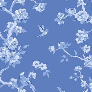 Betsy chinoiserie trees, dark blue, small scale