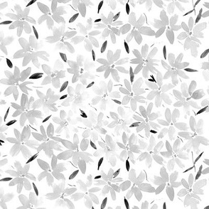 Silver grey Tender meadow - watercolor pastel florals - painted soft wildflowers for home decor bedding nursery - flower pattern 322