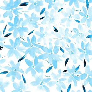 Baby blue Tender meadow - watercolor pastel florals - painted soft wildflowers for home decor bedding nursery - flower pattern