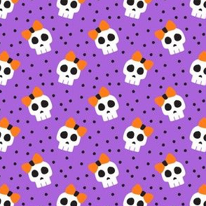 (1" scale) skulls with bows - halloween - purple - C20BS