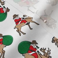 Cowboy Santa - Santa Claus riding reindeer Christmas Holiday - toss on white - LAD20