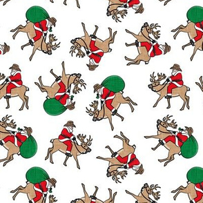 Cowboy Santa - Santa Claus riding reindeer Christmas Holiday - toss on white - LAD20