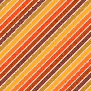 Smaller Scale - Retro Diagonal Stripes in Orange Ombre