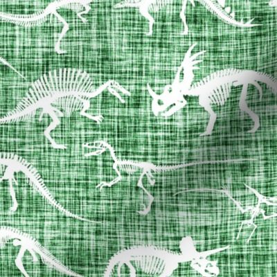 dinosaur bones // emerald green linen no. 2