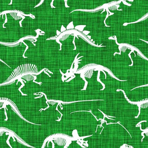 dinosaur bones // emerald green linen no. 1