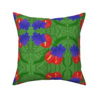 Sm Red & Purple Tropical Flowers by DucliArt,LLC