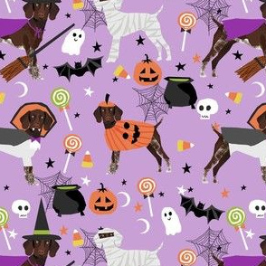 gsp halloween fabric - german shorthaired pointer -light purple