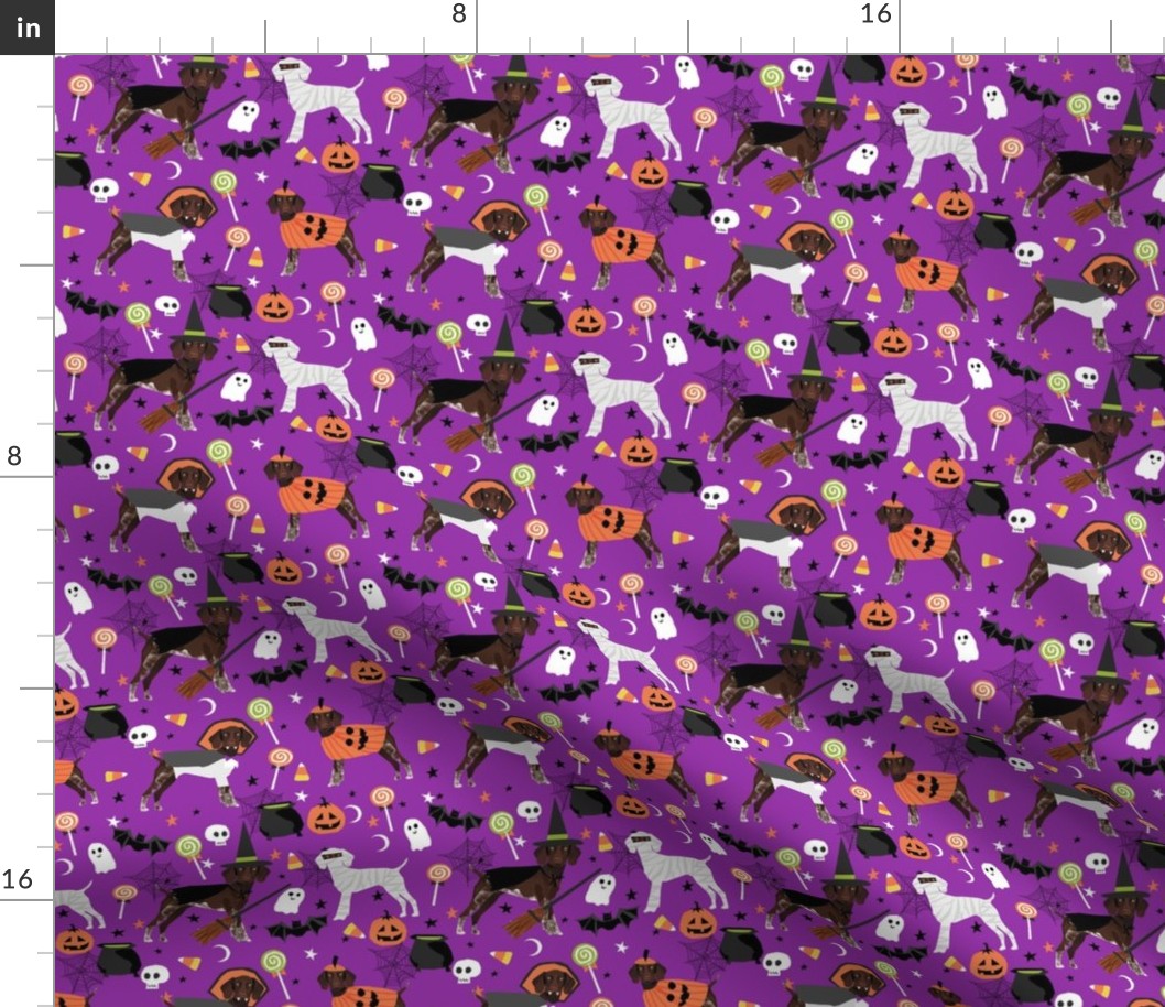 gsp halloween fabric - german shorthaired pointer - purple
