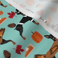 min pin thanksgiving fabric - miniature pinscher fabric - mint