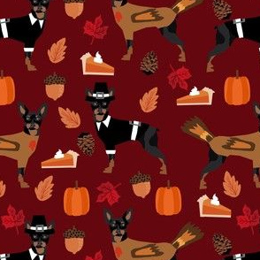 min pin thanksgiving fabric - miniature pinscher fabric - red