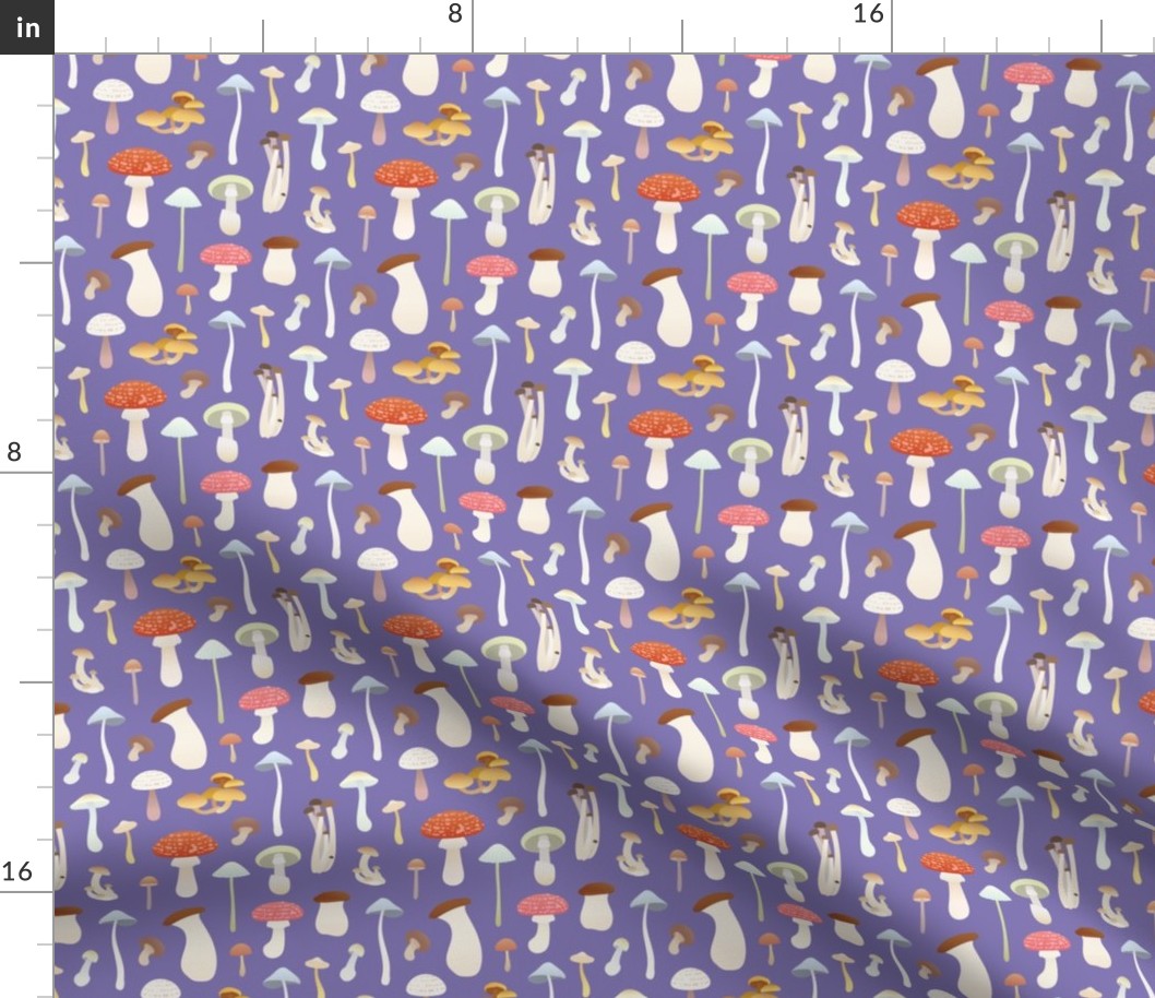 Dreamy Mushrooms Pattern in Purple, Small