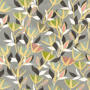 Gum Blossom / pink green / grey background / 1718