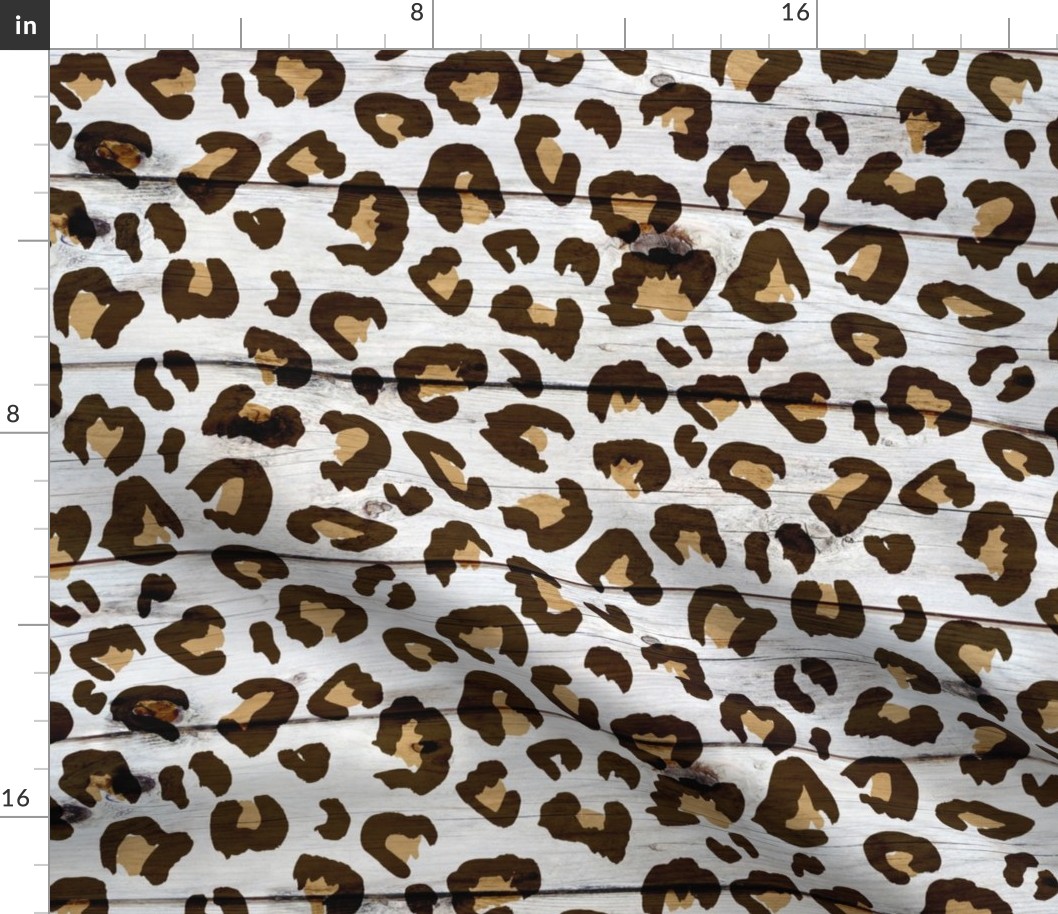 Leopard Print on a wood background - large scale