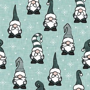 Christmas Gnomes - green on mint - LAD20