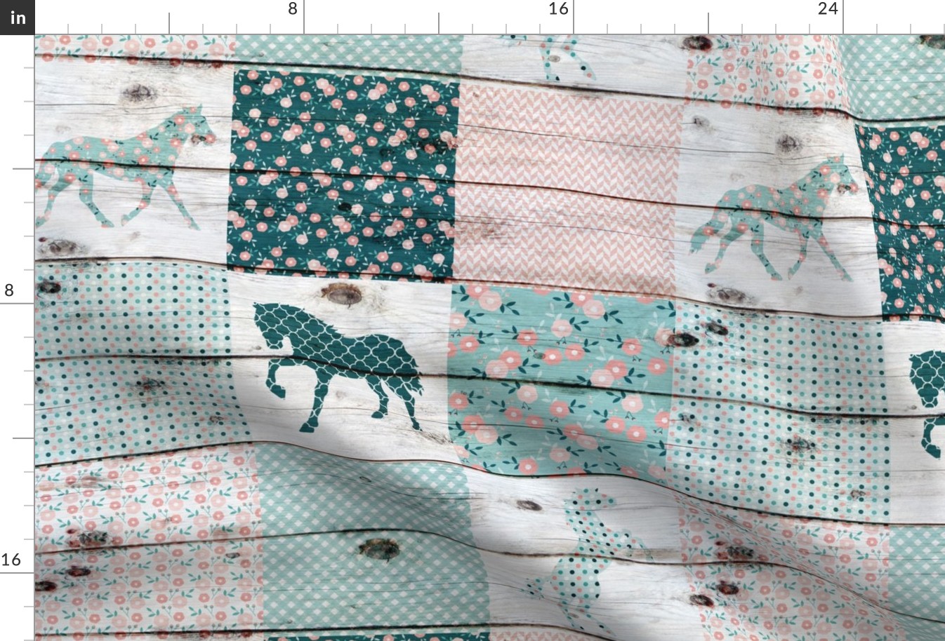 Horse Patchwork Wholecloth Quilt