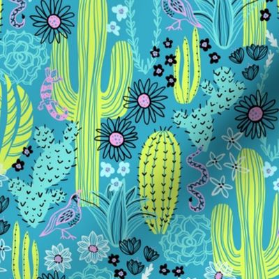 Sonoran Landscape (Lime and Teal)