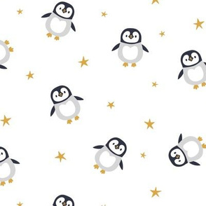 Penguins with stars. Medium scale
