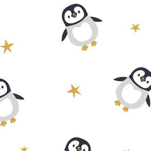 Penguins with stars. Big scale