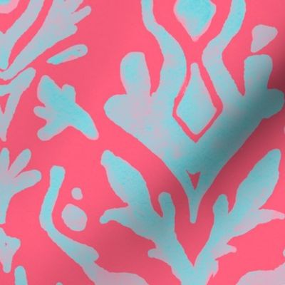 Coral and Teal Ikat