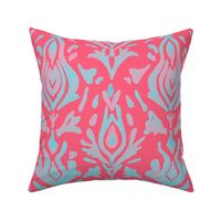 Coral and Teal Ikat