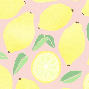 Summer Lemons on Blush Pink - Large