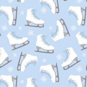 Ice Skates and Snowflakes Blue