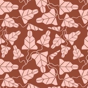 Blockprint Vines Small - brown and pink