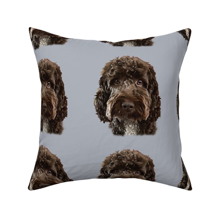 STANDARD POODLE DOG on Green LINEN-COTTON Painting CUSHION COVER Cockapoo UK 