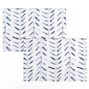 Indigo watercolor abstract geometrical pattern for modern home decor bedding nursery painted brush strokes herringbone in blue shades