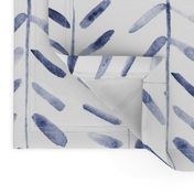 Indigo watercolor abstract geometrical pattern for modern home decor bedding nursery painted brush strokes herringbone in blue shades