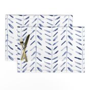 Indigo watercolor abstract geometrical pattern for modern home decor bedding nursery painted brush strokes herringbone in blue shades