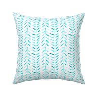 Aqua watercolor abstract geometrical pattern for modern home decor bedding nursery painted brush strokes herringbone 323