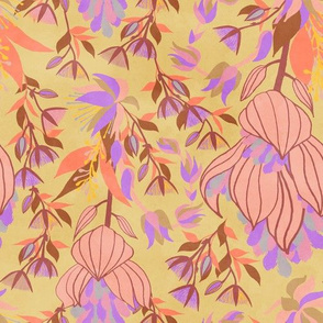 Tropical Bloom / big floral / yellow and violet