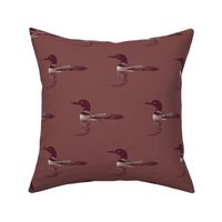 Loon silhouette - maroon and grey on greyed red