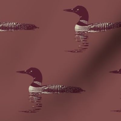 Loon silhouette - maroon and grey on greyed red