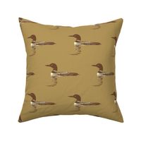 Loon silhouette - summercolors brown and cream on tan