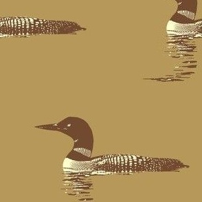 Loon silhouette - summercolors brown and cream on tan