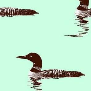 Loon silhouette - brown and white on aqua