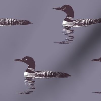 Loon silhouette - midsummer mauve and white